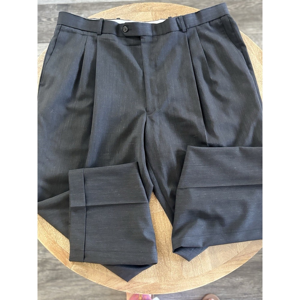 R.O.C. Dress 100% Wool Pants Mens S W41" Charcoal Pleated